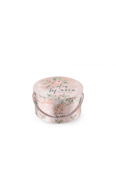 Trusou de botez somon cu alb si cu motive florale Watercolor Flowers 17